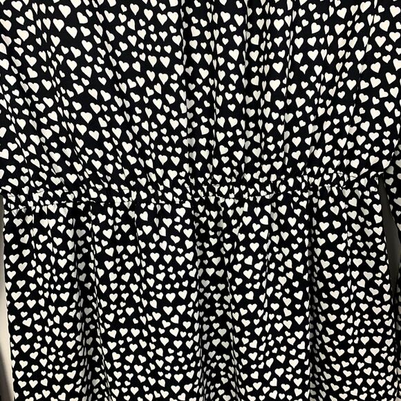 J Crew Tulip Hem Black White Heart Print Faux Wrap Dress 4 S Valentine's Day - Picture 6 of 10
